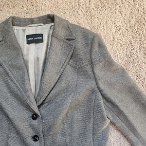 Rena Lange 95% Virgin Wool 075 Flannel Grey Blazer 115823 Casual Work US Size 12